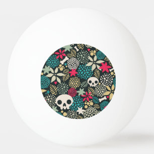 Skull in flowers ping pong ball