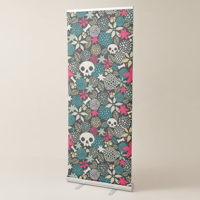 Skull in flowers retractable banner (3/4)