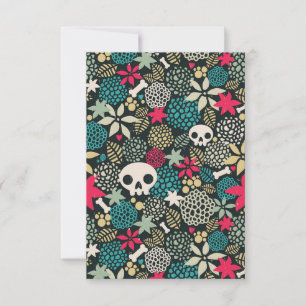 Skull in flowers RSVP card