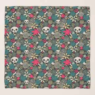 Skull in flowers scarf