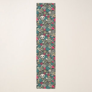 Skull in flowers scarf