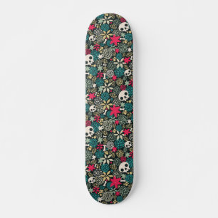 Skull in flowers skateboard