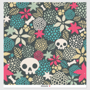 Skull in flowers sticker