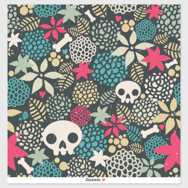 Skull in flowers sticker (Sheet)