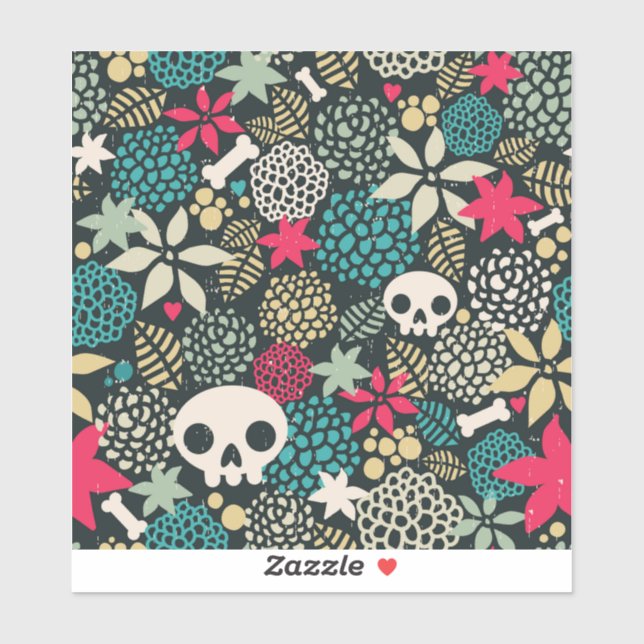 Skull in flowers sticker (Sheet)