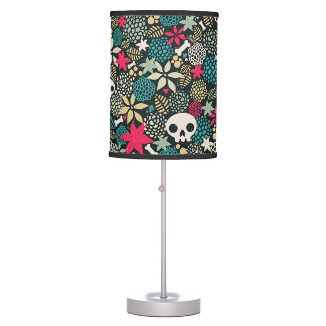 Skull in flowers table lamp (Front)