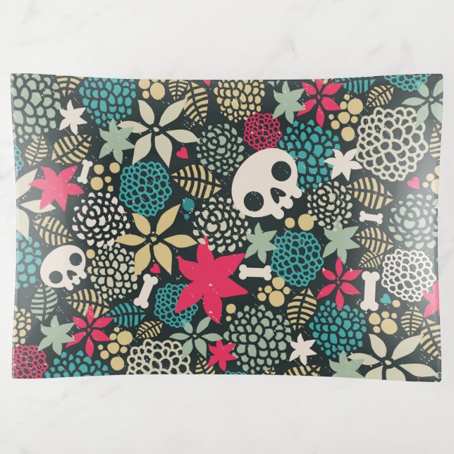 Skull in flowers trinket tray (Front)