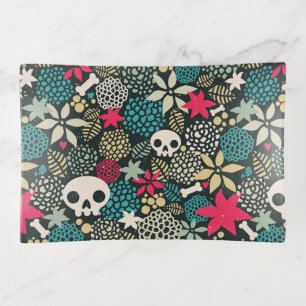 Skull in flowers trinket tray