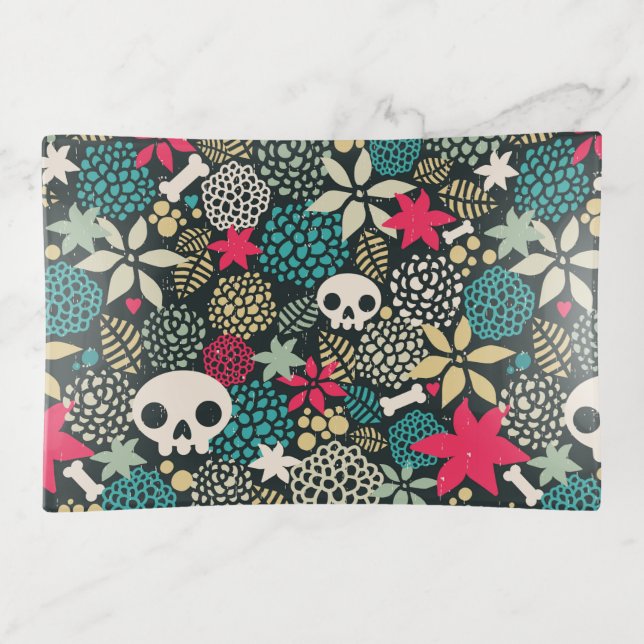 Skull in flowers trinket tray (Front)