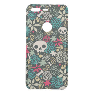 Skull in flowers uncommon google pixel case