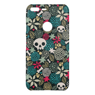 Skull in flowers uncommon google pixel XL case
