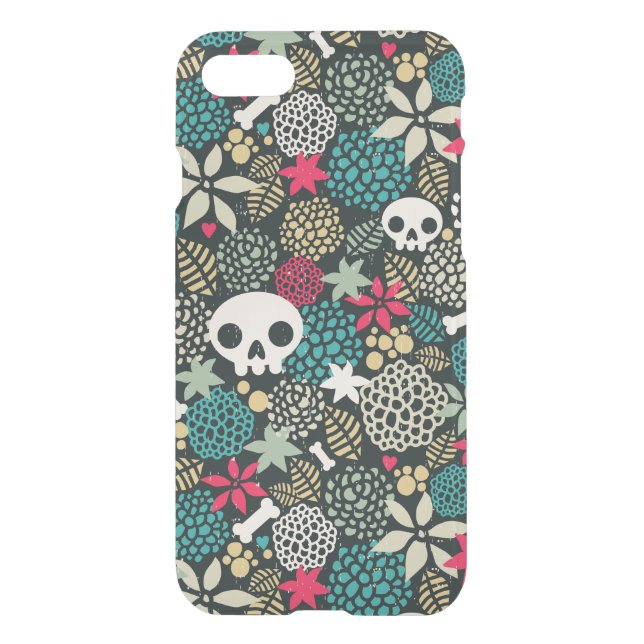 Skull in flowers uncommon iPhone case (Back)