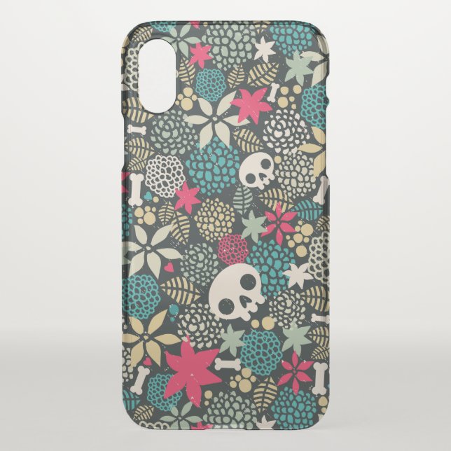 Skull in flowers uncommon iPhone case (Back)