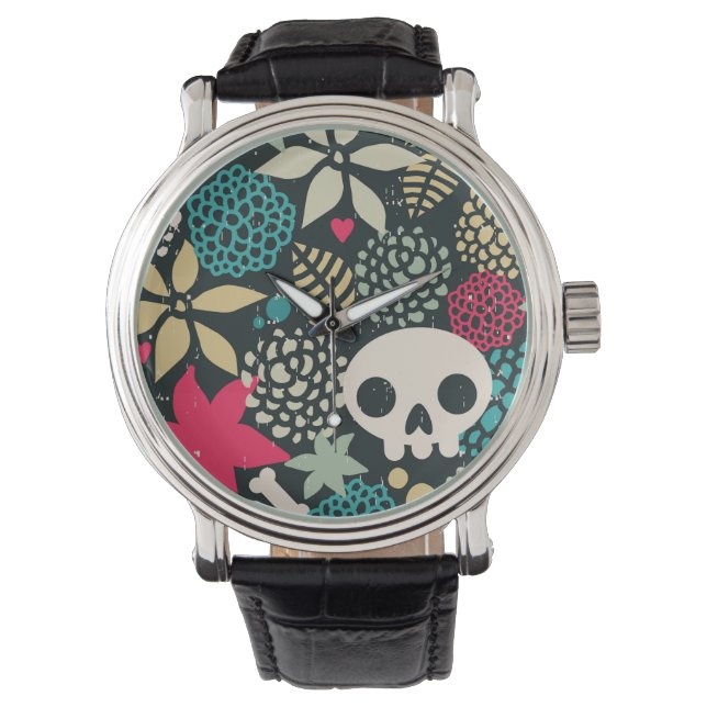 Skull in flowers watch (Front)
