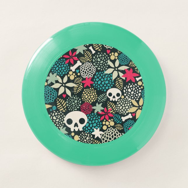Skull in flowers Wham-O frisbee (Front)