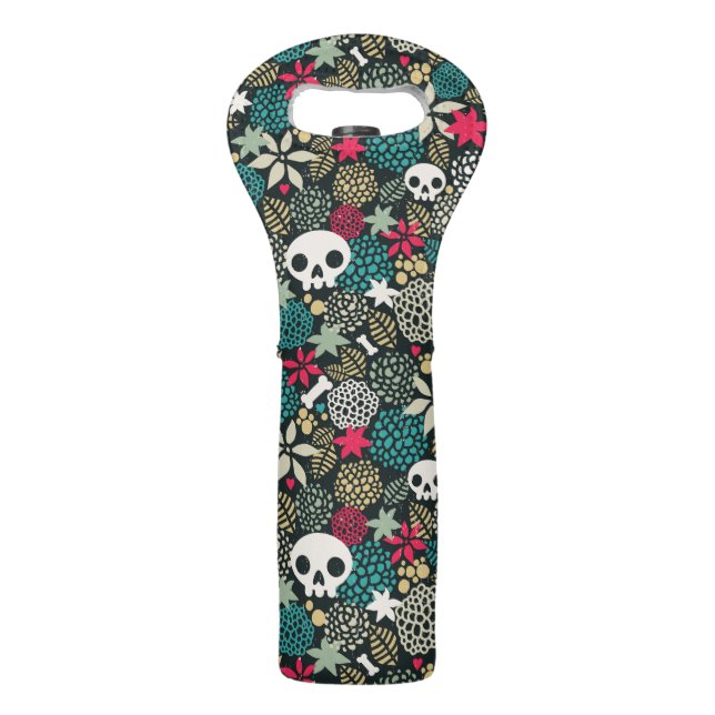 Skull in flowers wine bag (Front)
