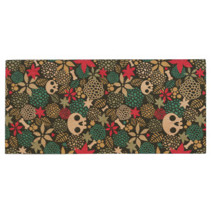 Skull in flowers wood flash drive