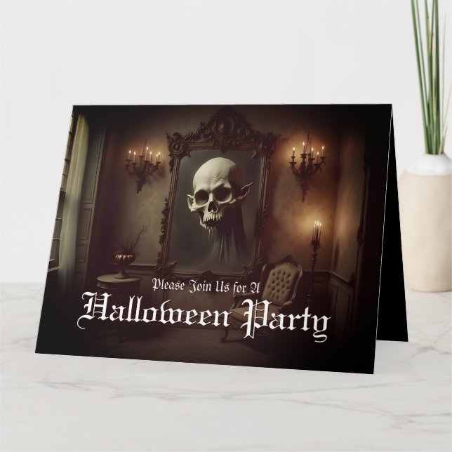 Skull in Haunted Painting Halloween Invitation (Front)