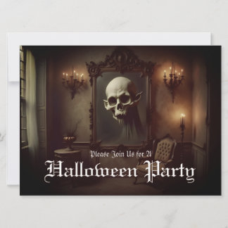 Skull in Haunted Painting Halloween Invitation