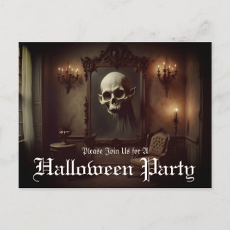 Skull in Haunted Painting Halloween Invitation