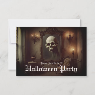 Skull in Haunted Painting Halloween Invitation