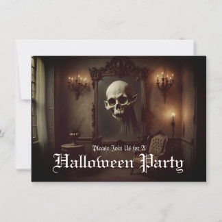 Skull in Haunted Painting Halloween Invitation