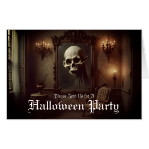 Skull in Haunted Painting Halloween Invitation