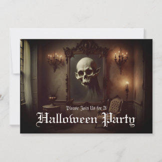 Skull in Haunted Painting Halloween Invitation