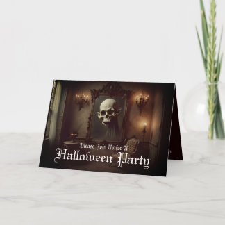 Skull in Haunted Painting Halloween Invitation
