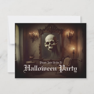 Skull in Haunted Painting Halloween Invitation