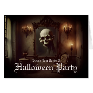 Skull in Haunted Painting Halloween Invitation