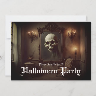 Skull in Haunted Painting Halloween Invitation
