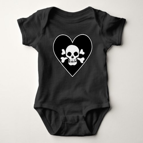 Skull in Heart Baby Bodysuit