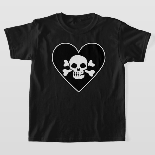 Skull in Heart T-Shirt (Laydown)