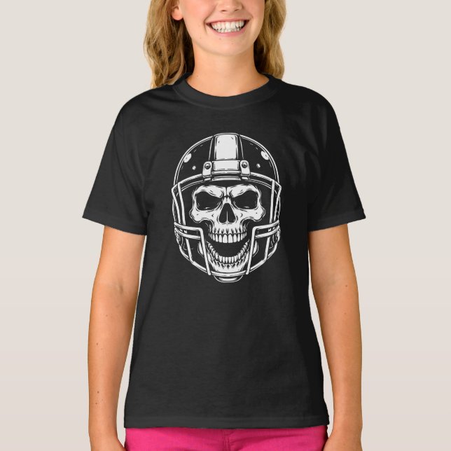 Skull in Helmet Gridiron Edge T-Shirt (Front)