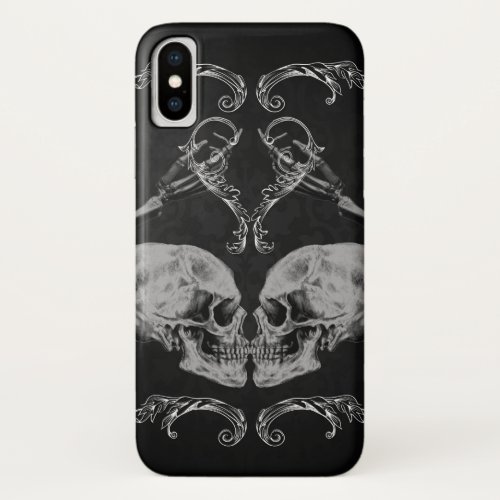 Skull in Love Vintage Skeletons Black iPhone XS Case