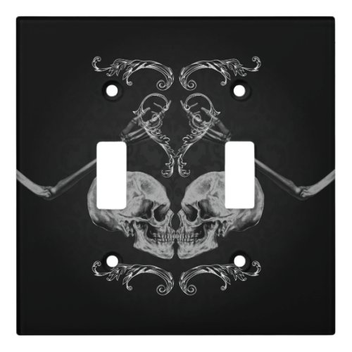 Skull in Love Vintage Skeletons Black Light Switch Cover