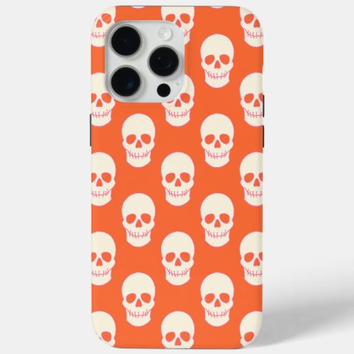 Skull in Pink Orange and Cream iPhone 15 Pro Max Case