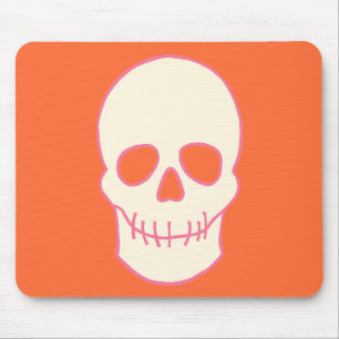 Skull in Pink, Orange and Cream Mouse Pad