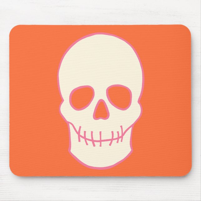 Skull in Pink, Orange and Cream Mouse Pad (Front)
