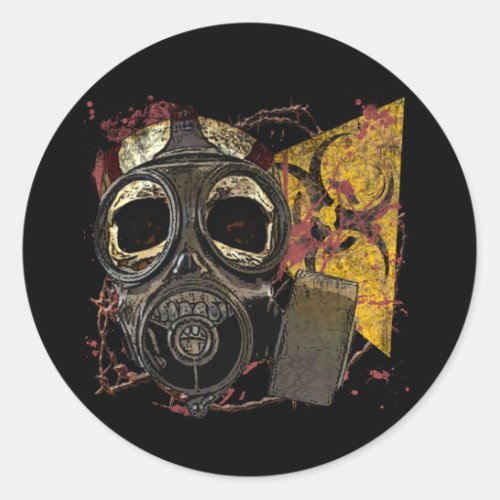 Skull in Respirator Classic Round Sticker