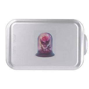 Skull in Rose Glass Cake Pan
