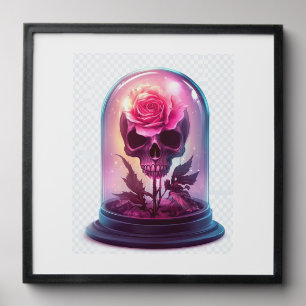 Skull in Rose Glass Peel And Stick Photo Tile