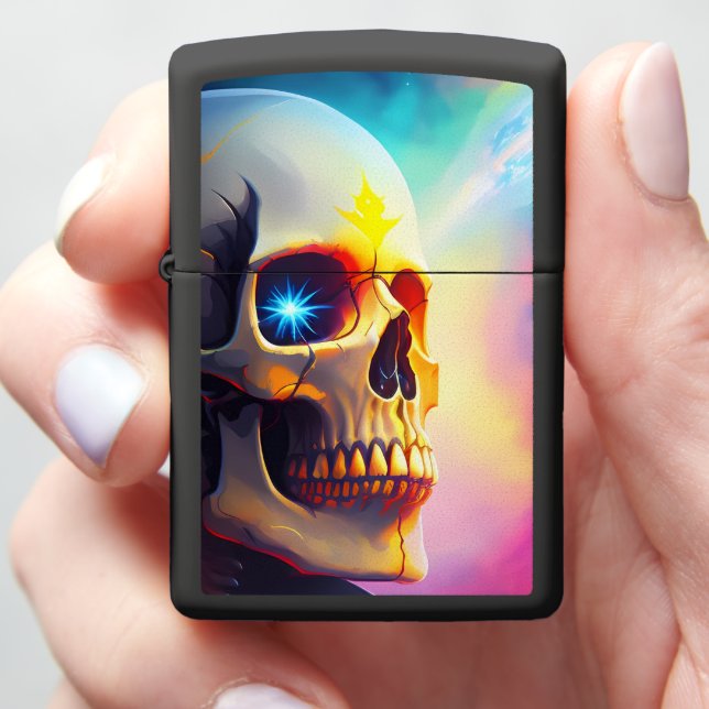 Skull in space Art Zippo Lighter (In Hand)