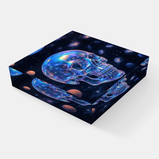 Skull In Space Paperweight (Angled)