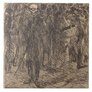 Skull in the Crowd (by Albert Besnard) Ceramic Tile