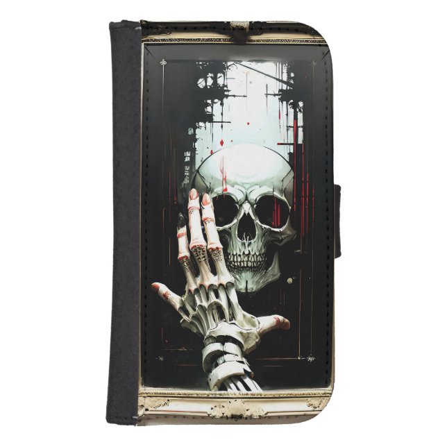 Skull in the mirror samsung galaxy wallet case (Front)