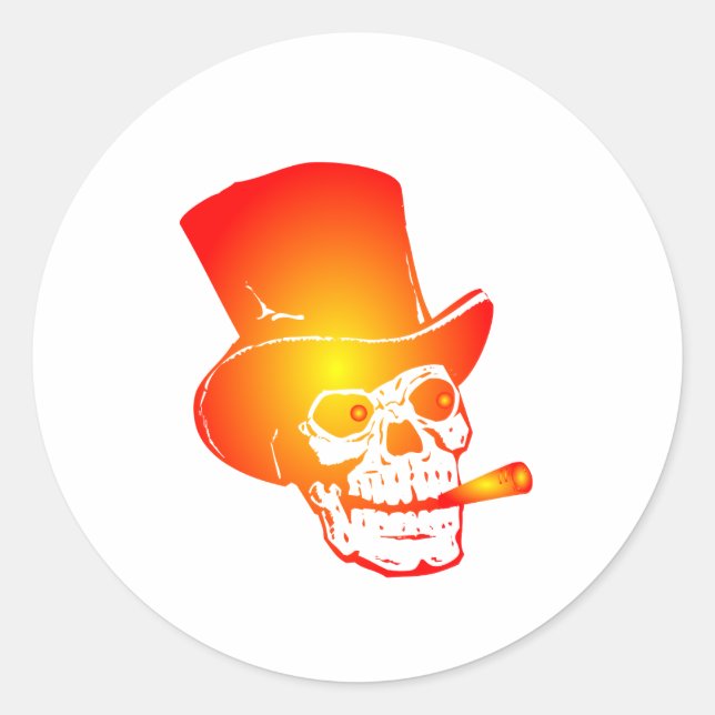 Skull in Top Hat by Chillee Wilson Classic Round Sticker (Front)