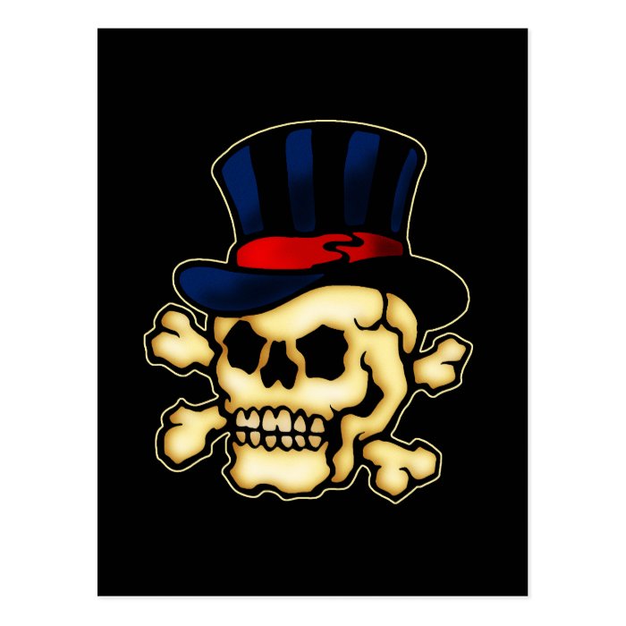 Skull in Top Hat Postcards