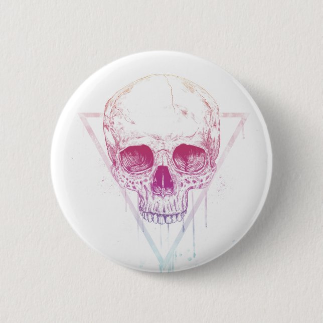 Skull in triangle pinback button (Front)